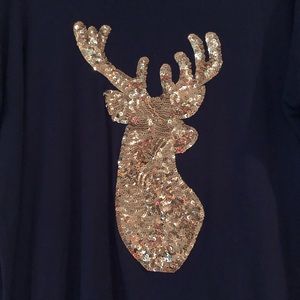 🌻 Acting Pro reindeer sequined shirt blouse SM